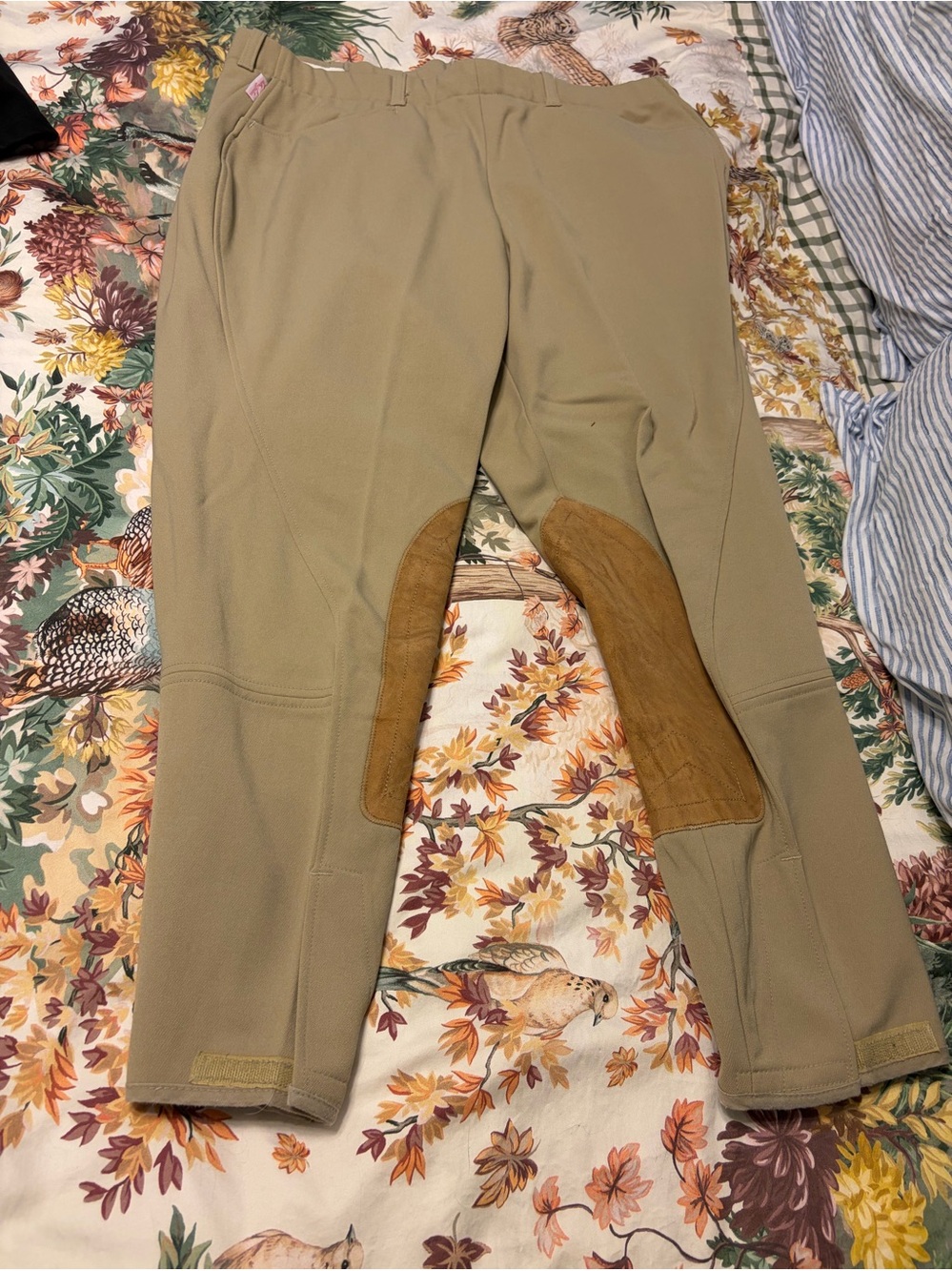 Tailored Sportsman Breeches with Suede Knee Patches - Tan side zip size 32